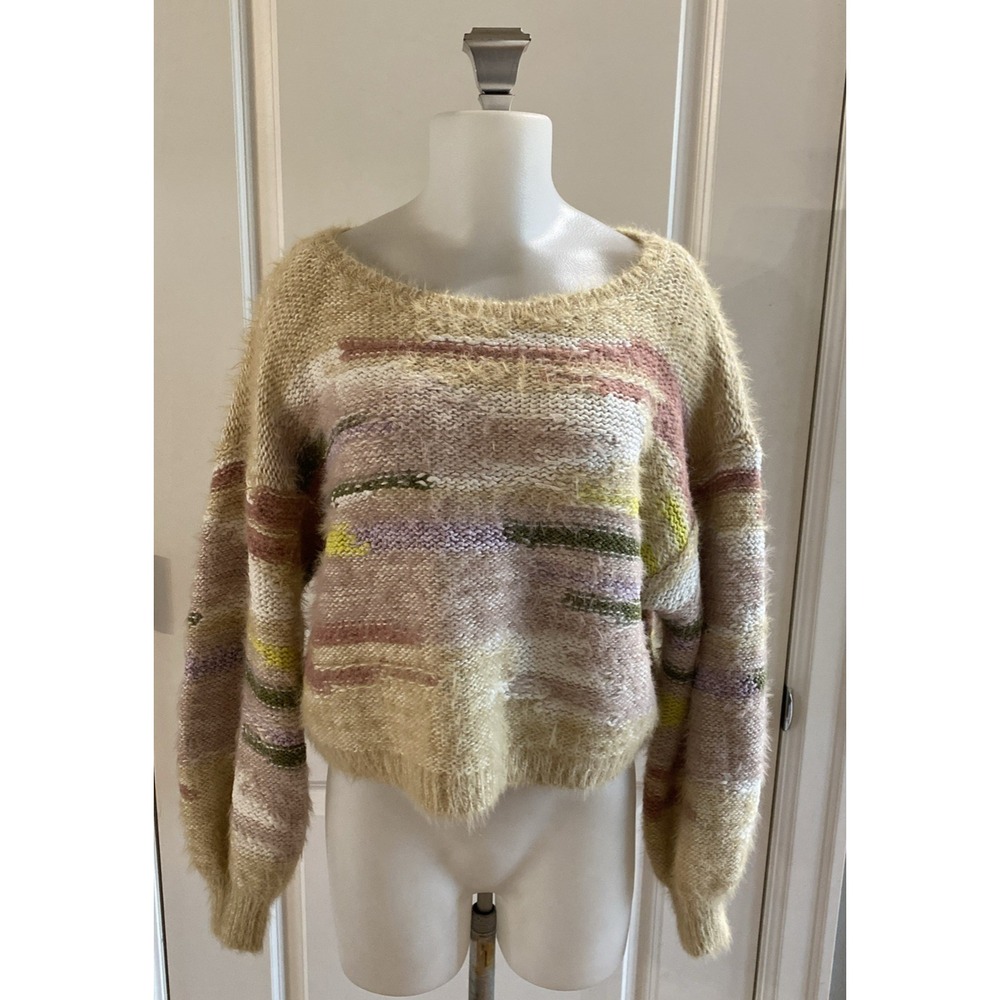 Anthropologie PILCRO Size M Ivory Beige Ombre Chunky Soft Pullover Sweater
